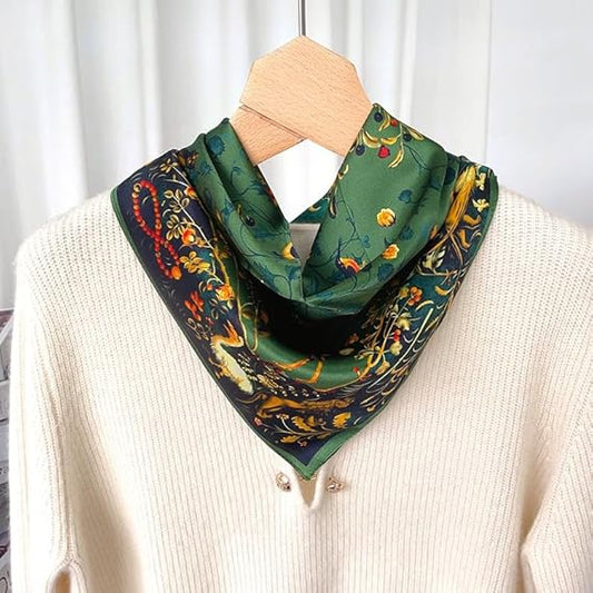 100% Mulberry Silk Square Scarf for Hair-25.6" X25.6'' Women Men Natural Silk Neckerchief Digital Printed Headscarf