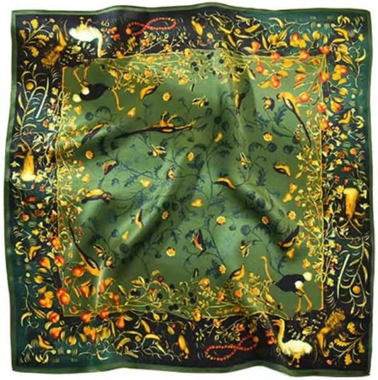 100% Mulberry Silk Square Scarf for Hair-25.6" X25.6'' Women Men Natural Silk Neckerchief Digital Printed Headscarf