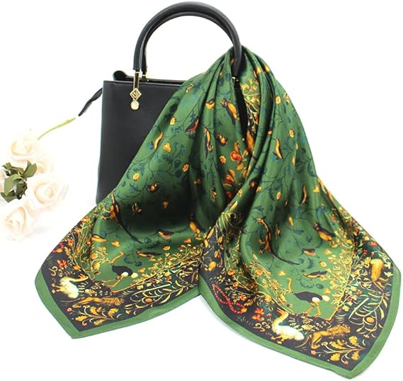 100% Mulberry Silk Square Scarf for Hair-25.6" X25.6'' Women Men Natural Silk Neckerchief Digital Printed Headscarf