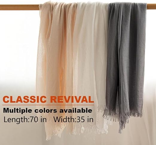 Cotton Blend Crinkle Vintage Soft Scarf with Fringed Edges,linen scarf,shawl,travel scarf