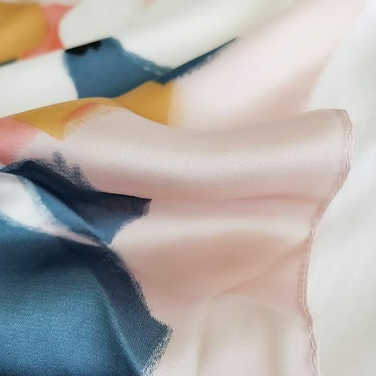 Silk Feeling Scarf Medium Square Satin Head Scarf for Women 27.5 × 27.5 inches