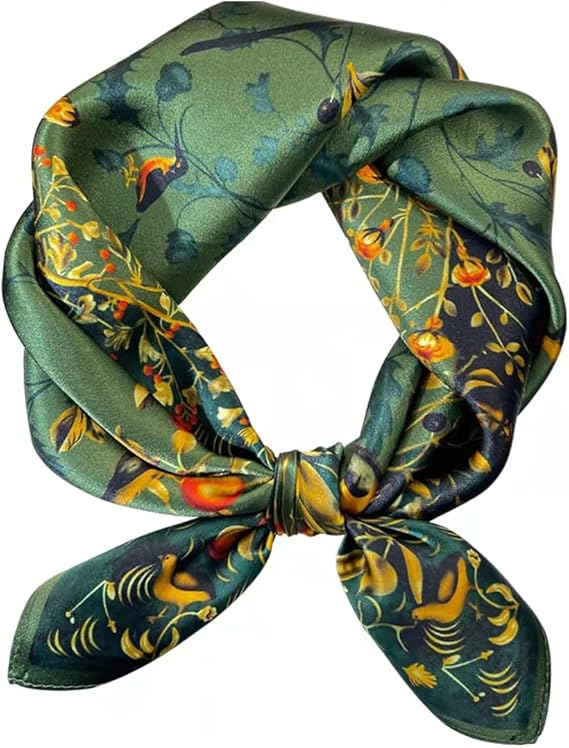100% Mulberry Silk Square Scarf for Hair-25.6" X25.6'' Women Men Natural Silk Neckerchief Digital Printed Headscarf
