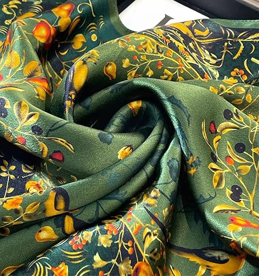 100% Mulberry Silk Square Scarf for Hair-25.6" X25.6'' Women Men Natural Silk Neckerchief Digital Printed Headscarf